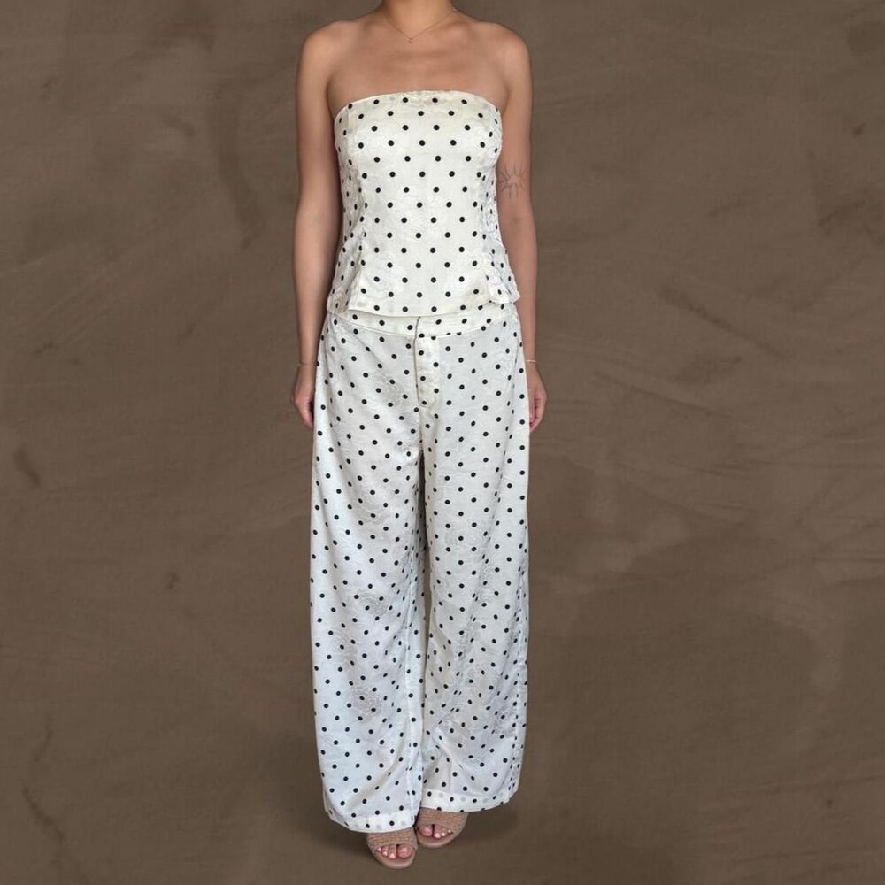 Princess Polly Polka Dot set powdered sugar strapless top size 6